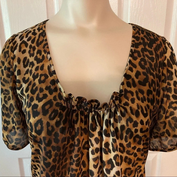 Jones New York Leopard Print Blouse Petite - Picture 2 of 15